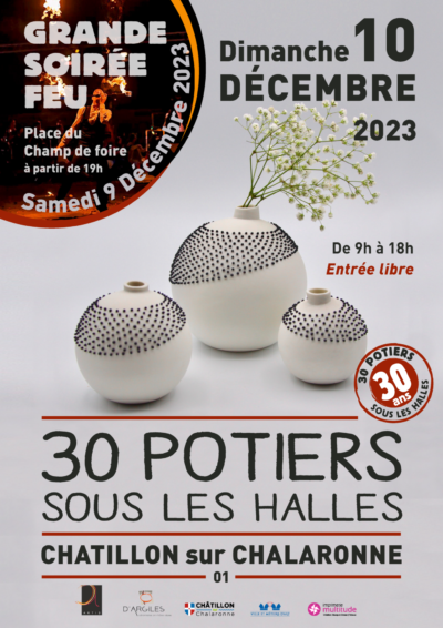 Journée potiers sous les Halles de Châtillon-sur-Chalaronne le 10 décembre prochain