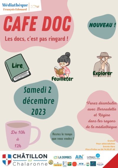 Manifestation à la médiathèque de la ville de Châtillon sur chalaronne concernant le café doc