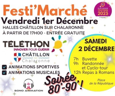 Festi marché organisé le vendredi 1er décembre sous les halles de Châtillon-sur-Chalaronne